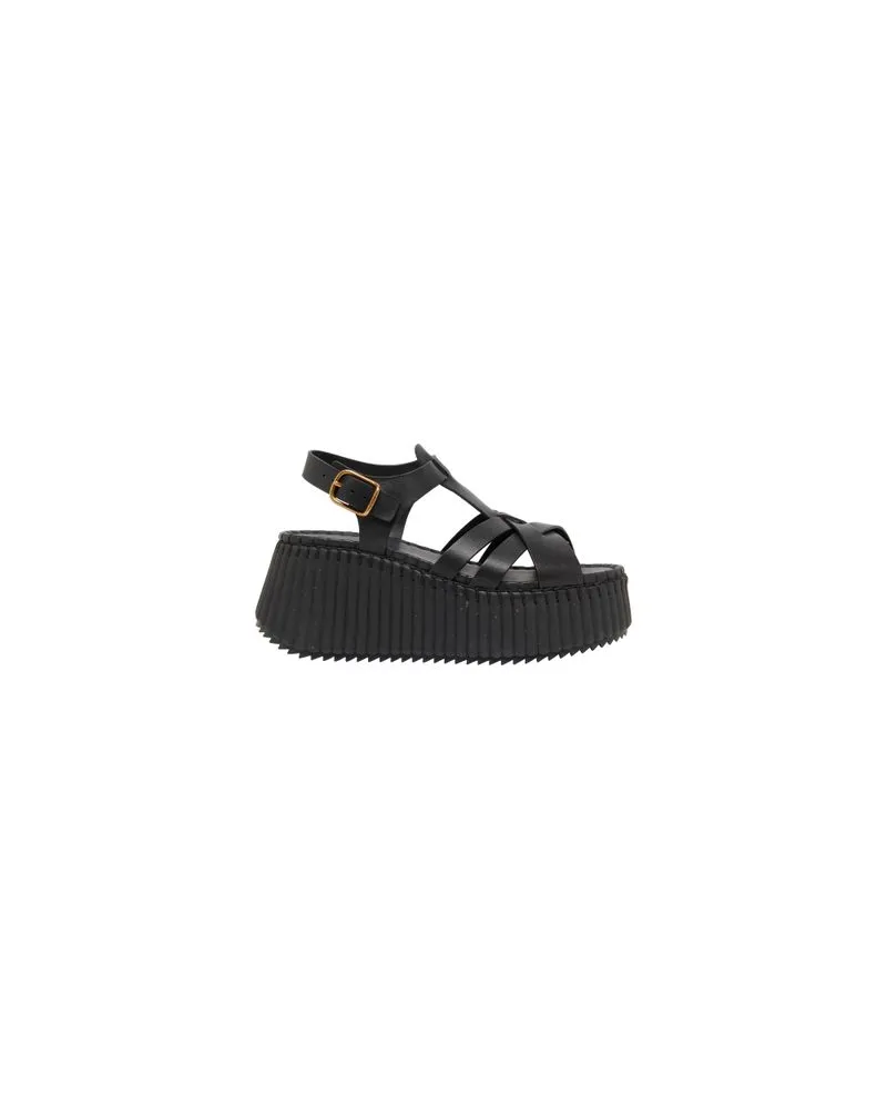 Chloé Sandalen mit Keilabsatz Nama Black