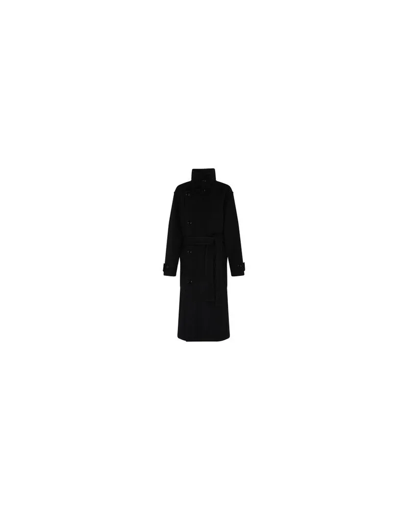 Christophe Lemaire Langer Mantel mit Gürtel Black