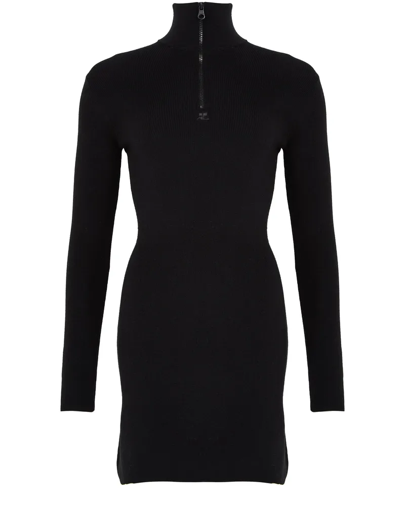 Courrèges Kleid mit Stehkragen und Reißverschluss 