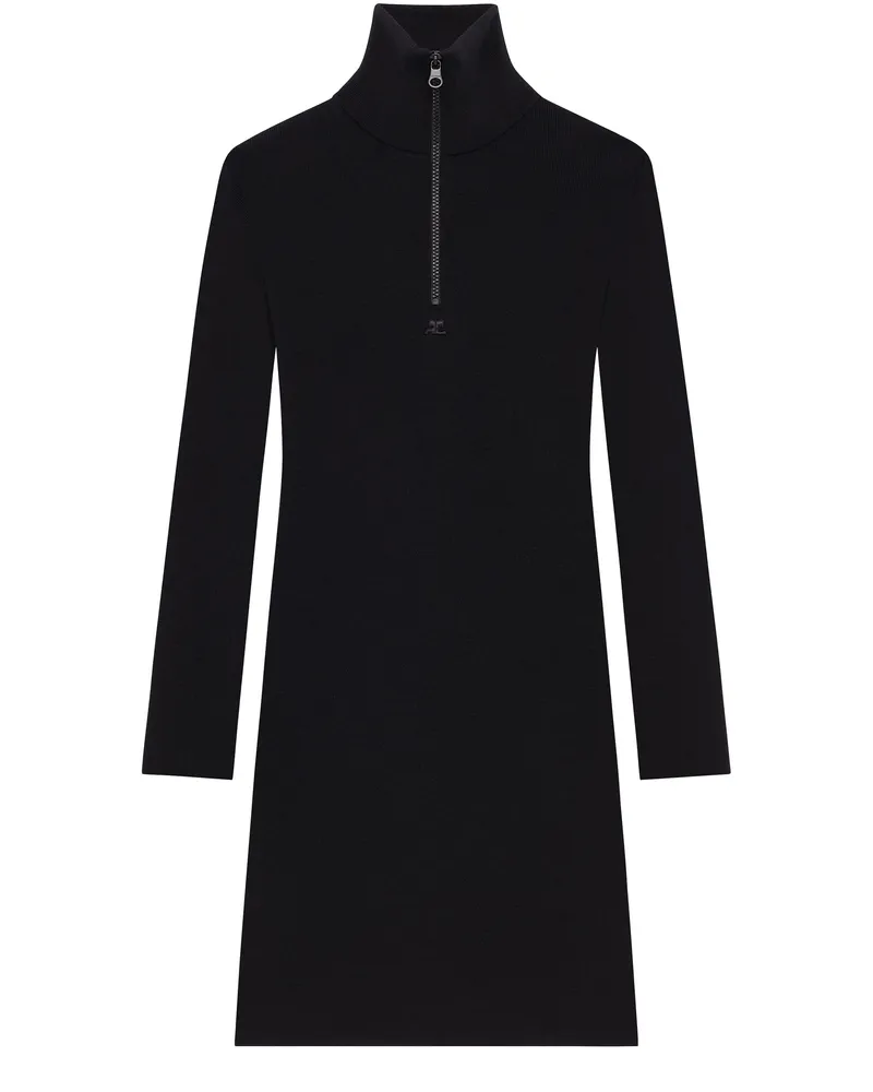 Courrèges Kleid mit Stehkragen und Reißverschluss 