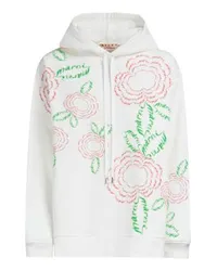 Marni Baumwoll-Hoodie mit Marnie-Mohnblumen White