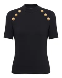 Balmain T-Shirt 6 Knöpfe Black