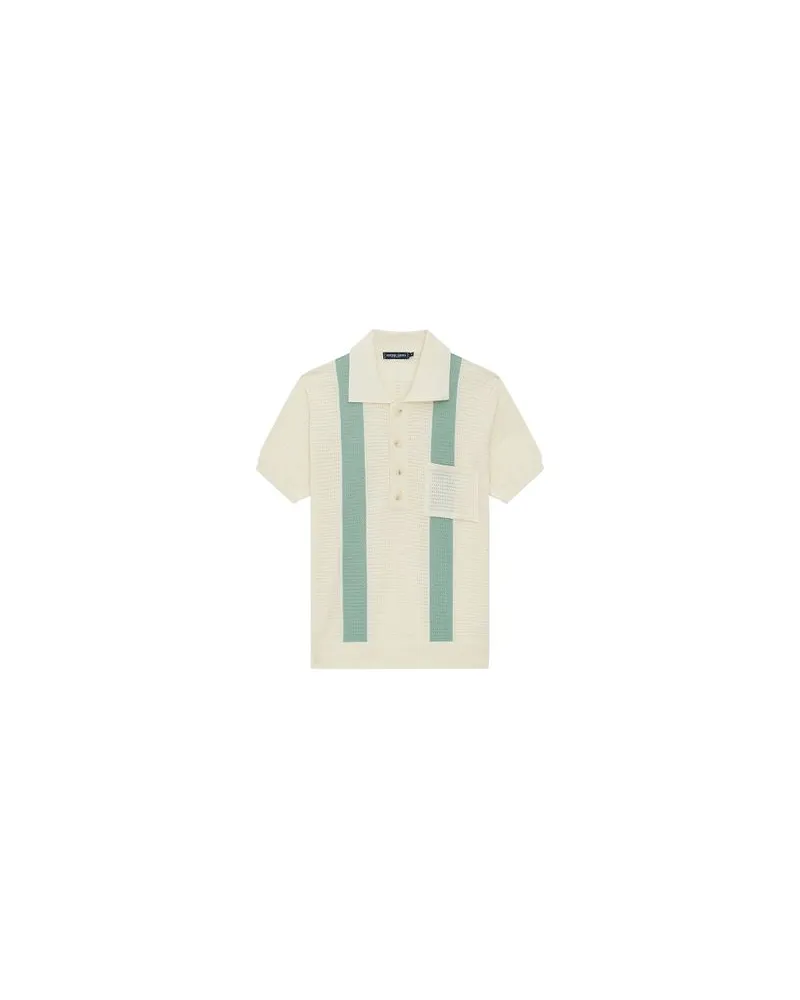 Frescobol Carioca Häkel-Poloshirt Clemente Stripe White