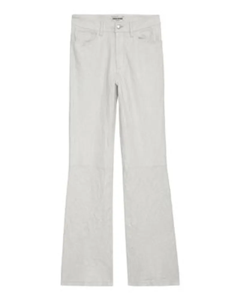 Zadig & Voltaire Lederhose mit Knittereffekt Pistol White