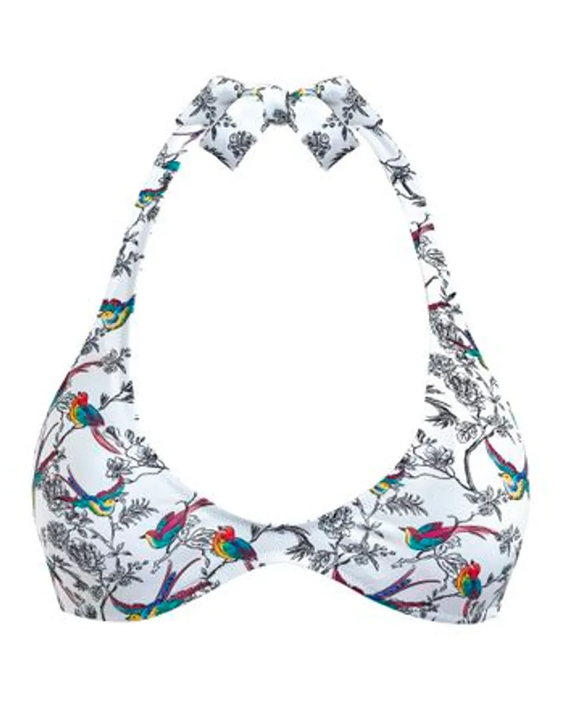 Vilebrequin Bikinioberteil mit rundem Ausschnitt Rainbow Birds White