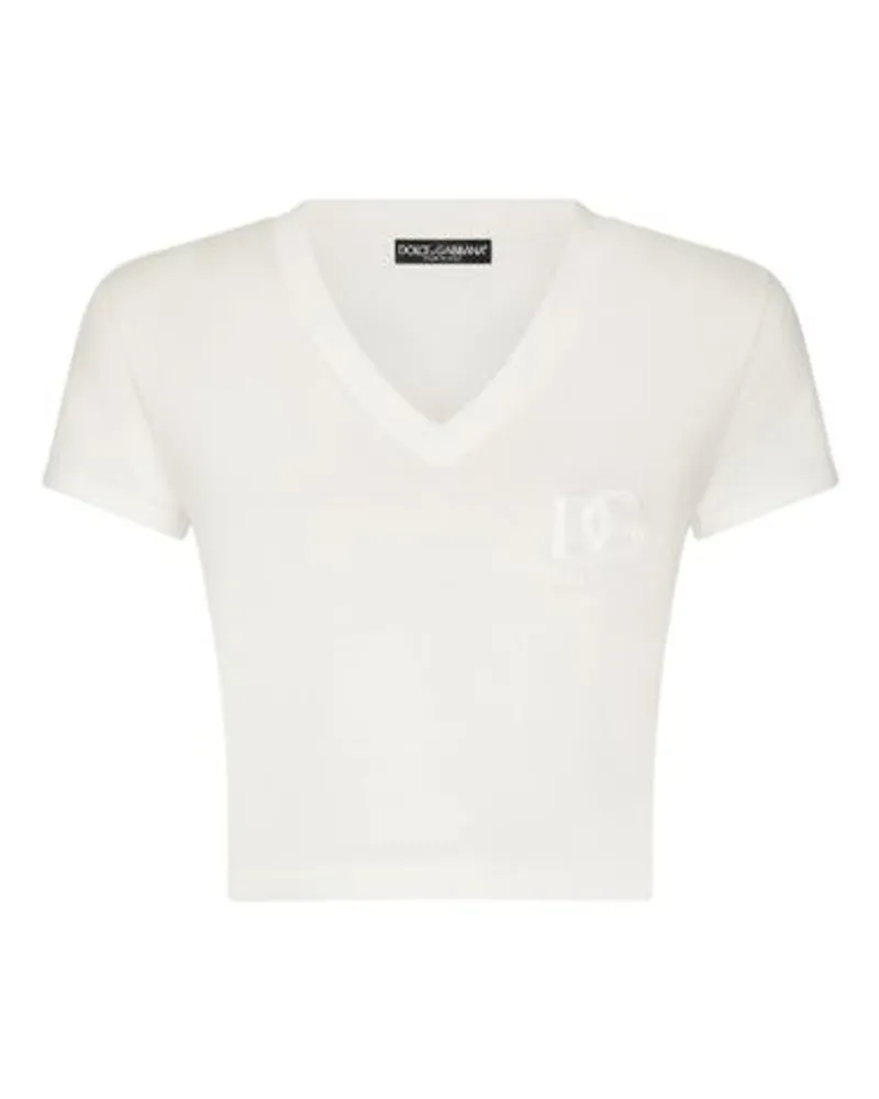 Dolce & Gabbana Kurzarm-T-Shirt mit DG-Logo White