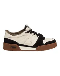 Fendi Fendi Match - Niedriger Sneaker Aus Veloursleder In Weiß Black