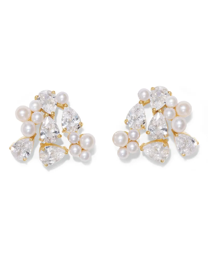 Completedworks Ohrringe aus recyceltem Gold Vermeil mit Perlen und Zirkonias 