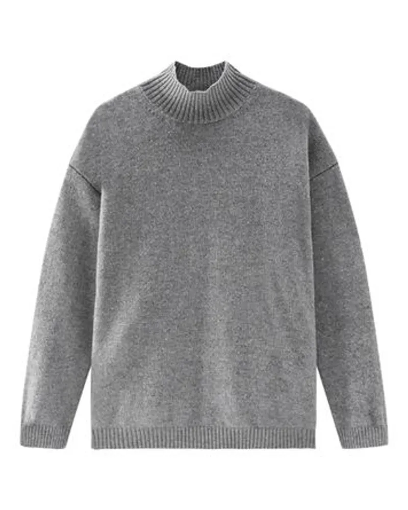 Woolrich Leichter Schurwollpullover mit hohem Kragen Grey