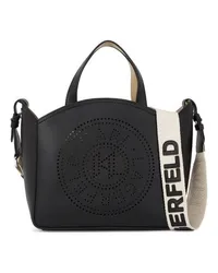 Karl Lagerfeld Kleine Tote Bag mit K/Kreis und Lochmuster Black