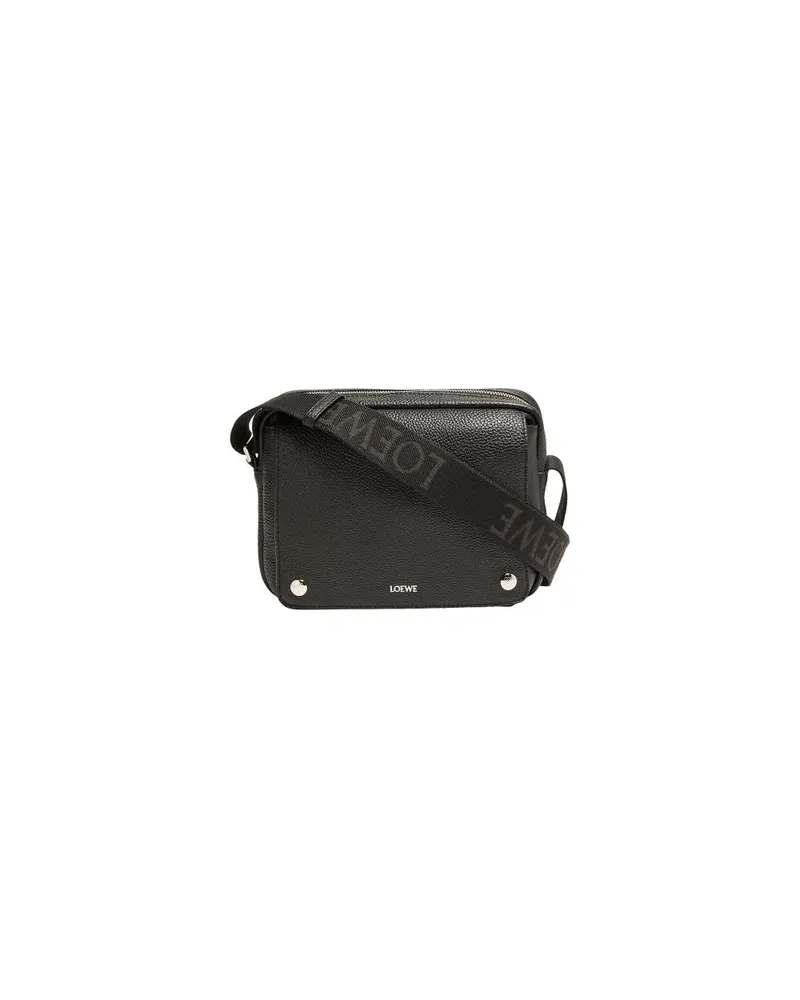 Loewe XS Pebble messenger bag in grained calfskin Black