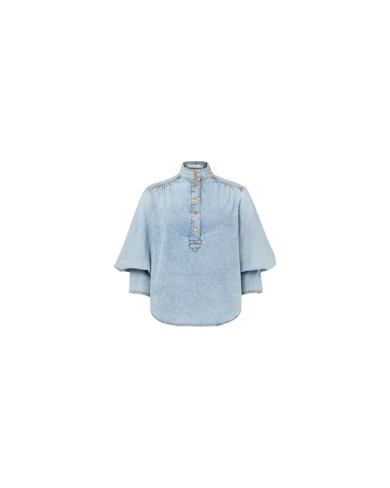 Loewe Jeansjacke mit Shearling-Kragen Blue