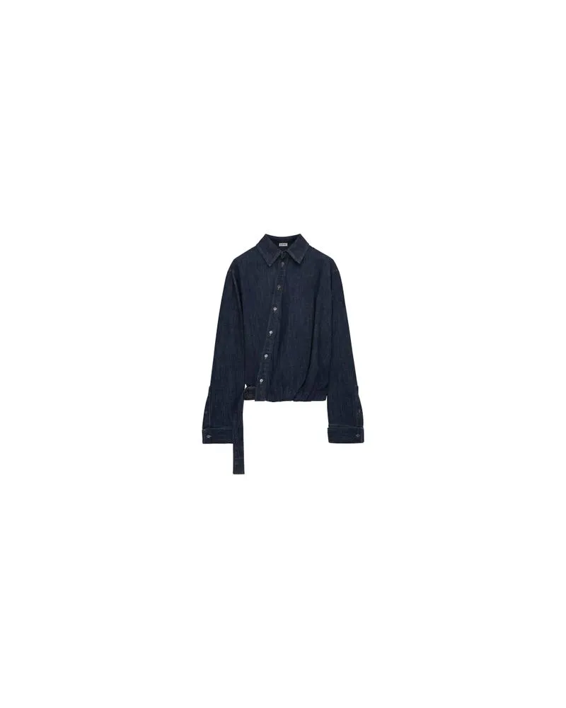 Bottega Veneta Hemd Aus Leder Mit Flanell-Print Blue