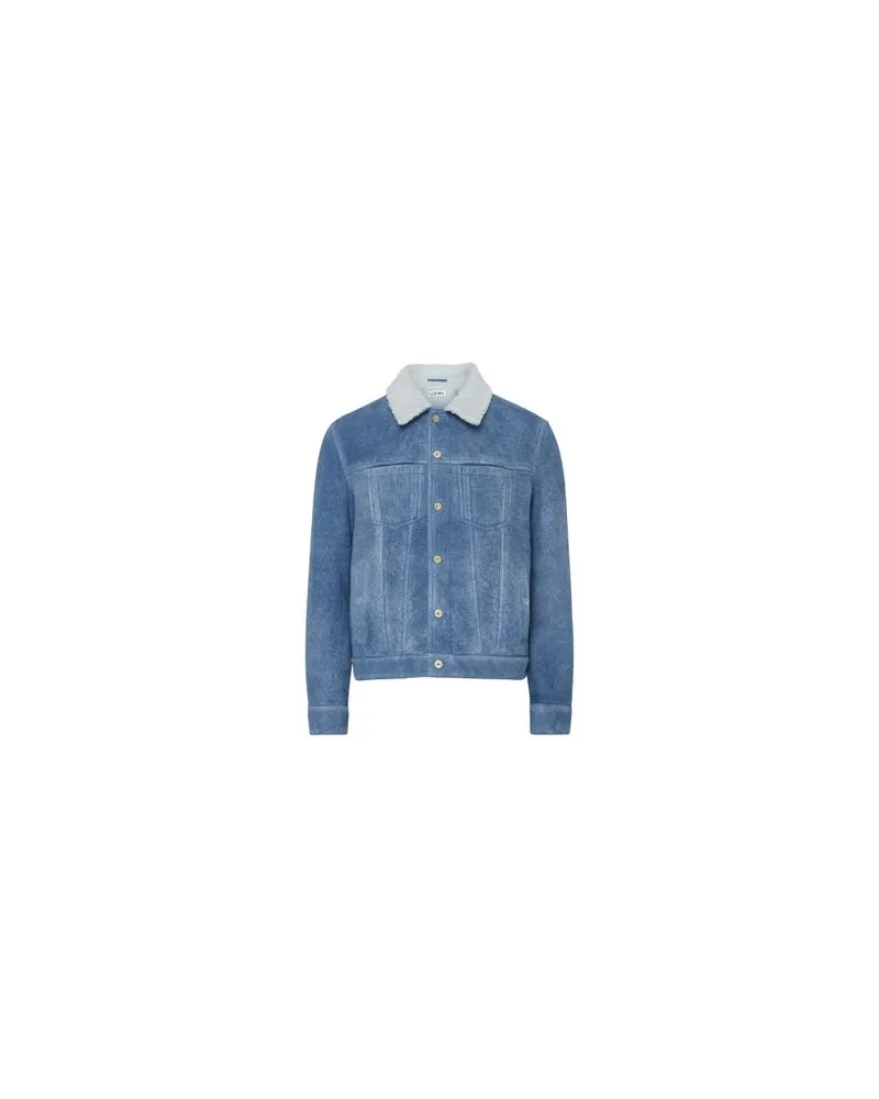 Bottega Veneta Hemd Aus Leder Mit Flanell-Print Blue