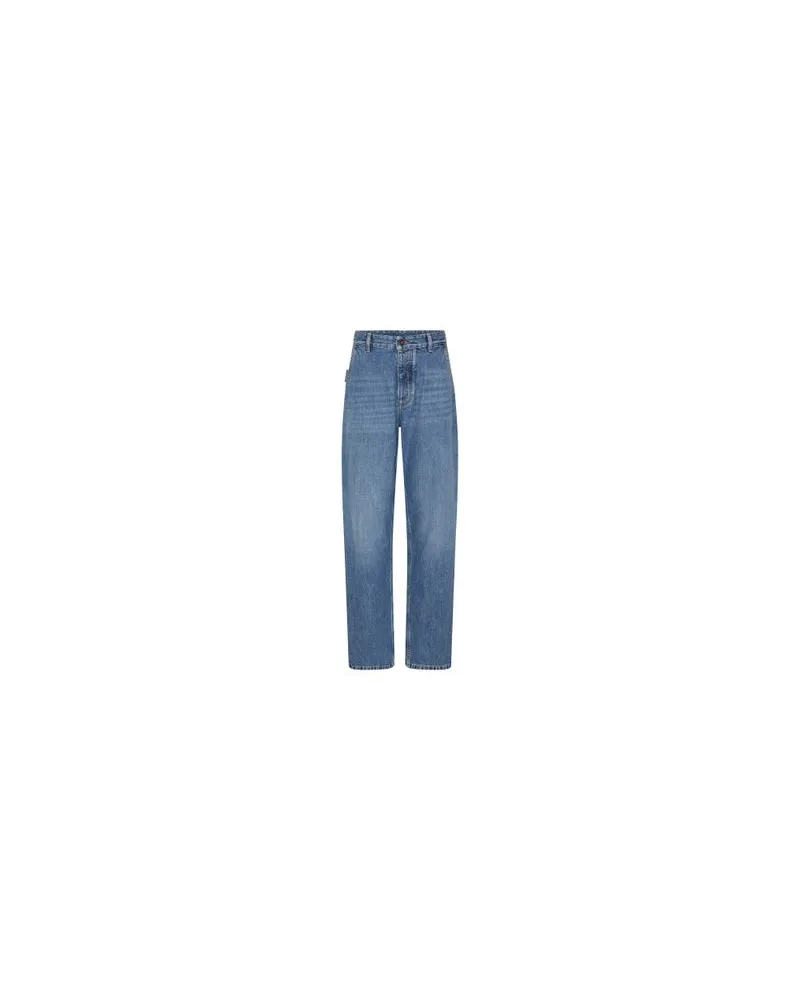 Bottega Veneta Hemd Aus Leder Mit Flanell-Print Blue