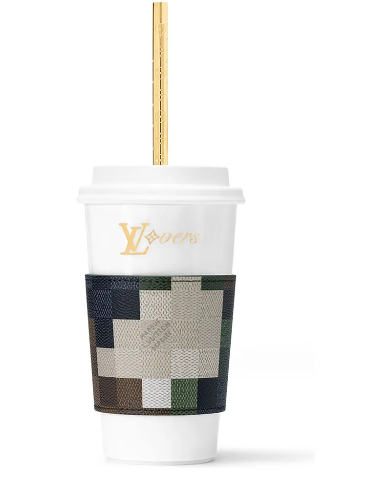 Louis Vuitton LV Becher & Trinkhalm mit Sleeve in Damouflage Canvas Green