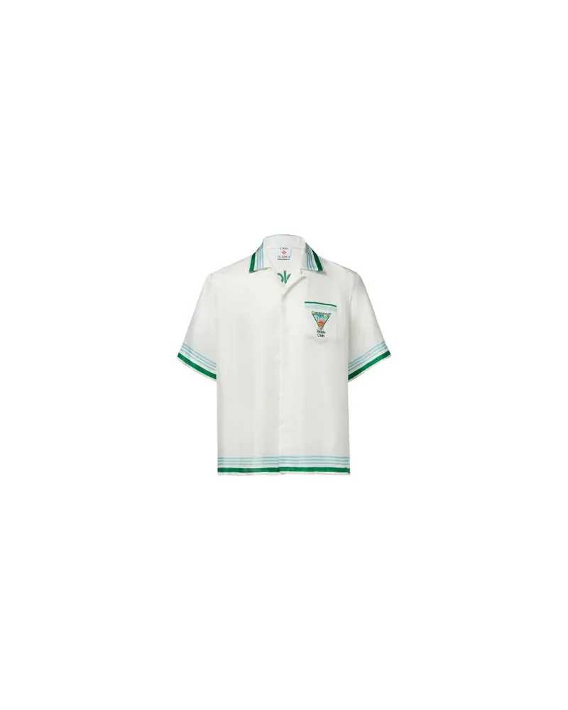 Casablanca Paris Kurzarm-Shirt mit kubanischem Kragen White