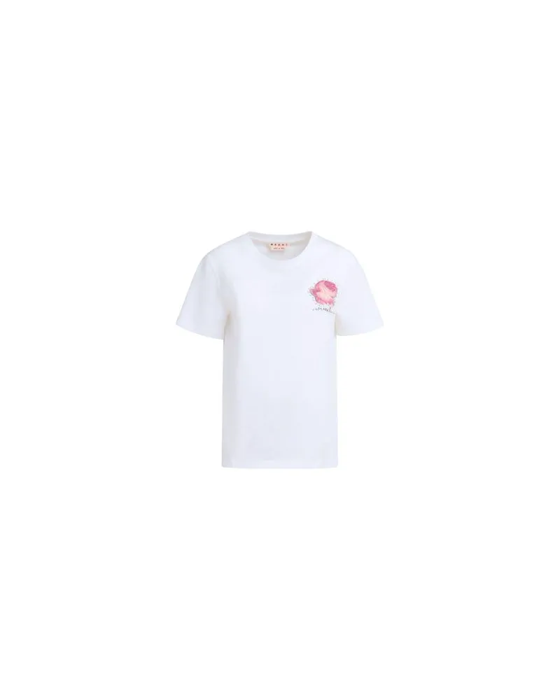 Marni T-Shirt mit Blumen-Patch White