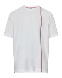 Thom Browne Kurzarm-T-Shirt mit gestreiftem Band White