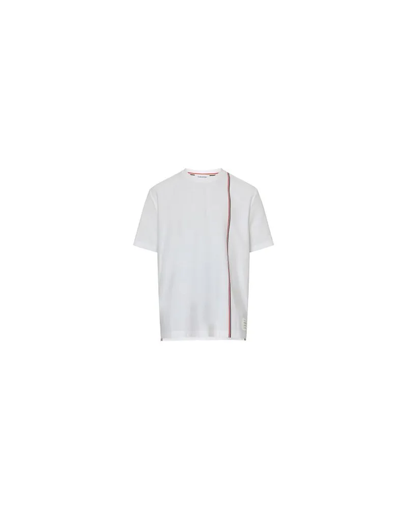 Thom Browne Kurzarm-T-Shirt mit gestreiftem Band White