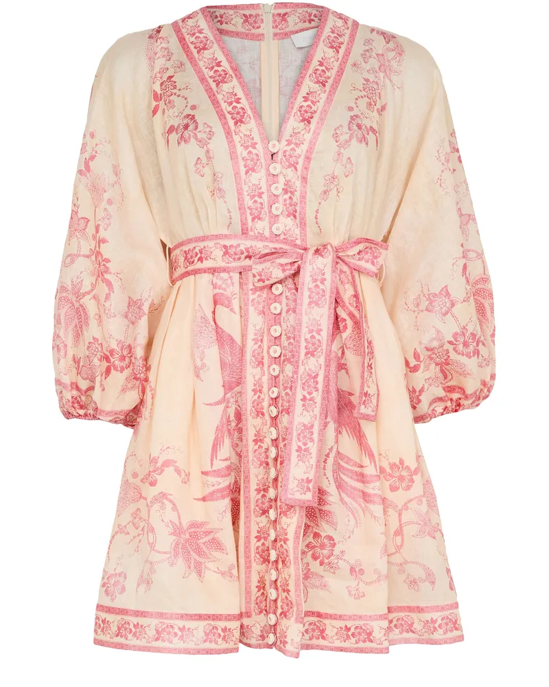 Zimmermann Minikleid Lucky mit Plunge-Ausschnitt 