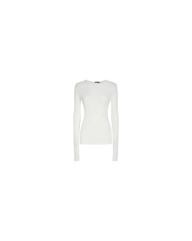 Ann Demeulemeester Langärmliges T-Shirt mit schmaler Passform Fiene White