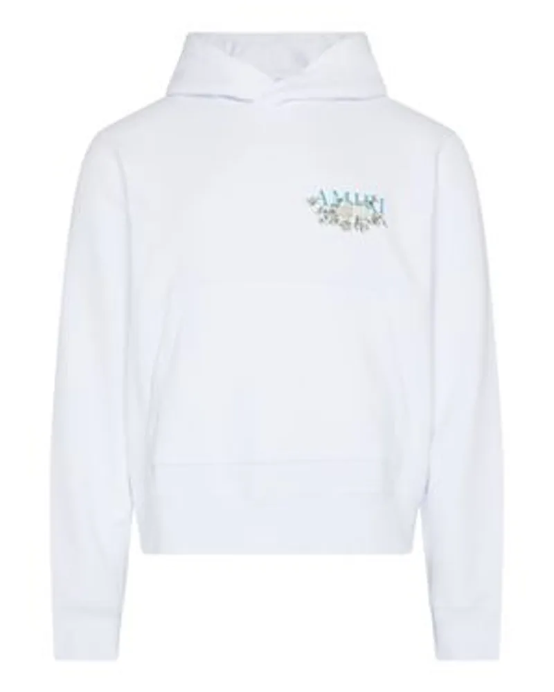 Amiri Kapuzensweatshirt mit Blumenlogo White