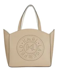 Karl Lagerfeld Große Tote Bag mit K/Kreis und Lochmuster Beige