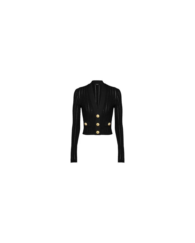 Balmain Kurze Strickjacke Black