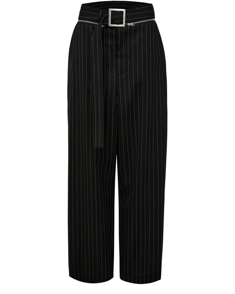 Jean Paul Gaultier Maßgeschneiderte Nadelstreifenhose aus Wolle mit abzippbarem Gürtel The Pinstripe 