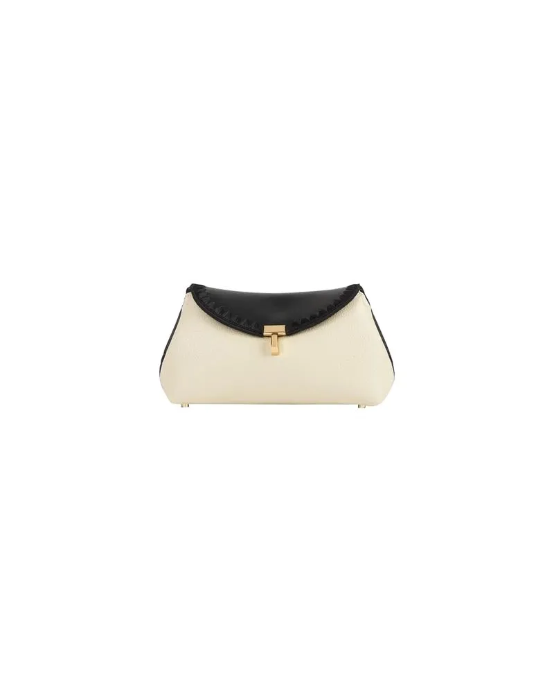 Totême Mini-Clutch T-Lock aus geflochtenem Leder Black