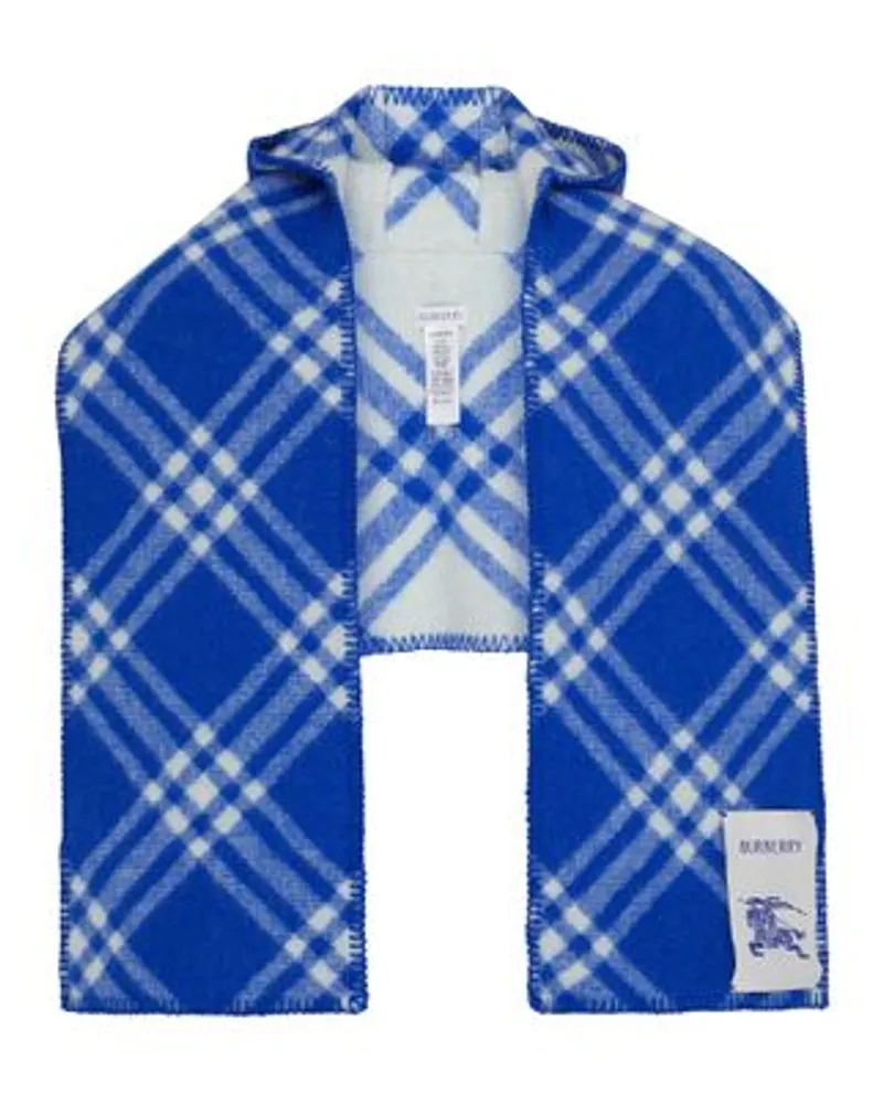 Burberry Karierter Schal Mit Kapuze Blue