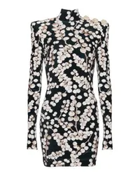 Balmain Rückenfreies Samtkleid mit Printmotiv Rote Johannisbeere Black