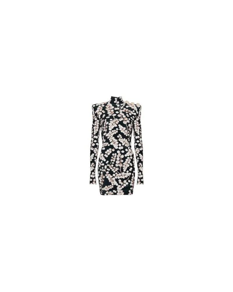 Balmain Rückenfreies Samtkleid mit Printmotiv Rote Johannisbeere Black