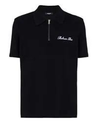 Balmain Kurzärmeliges Poloshirt mit Stickerei Balmain Signature Black