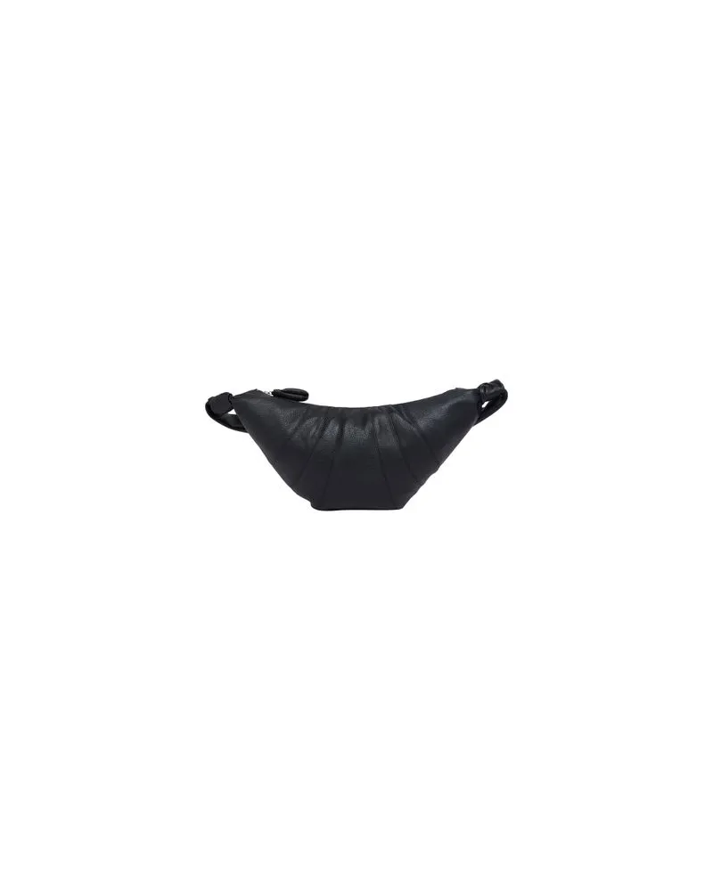 Christophe Lemaire MittelgroÃŸe Tasche aus genarbtem Leder Croissant Black
