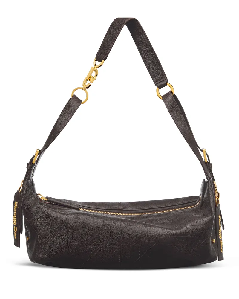 Dior Mittelgroße D-Journey Tasche aus glänzendem, genarbtem Kalbsleder 