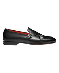 Santoni Sneaker mit Doppelschnalle Black