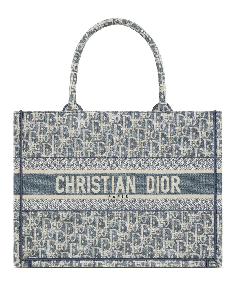 Dior Mittelgroße  Book Tote Dior Oblique Chambray mit Stickerei 