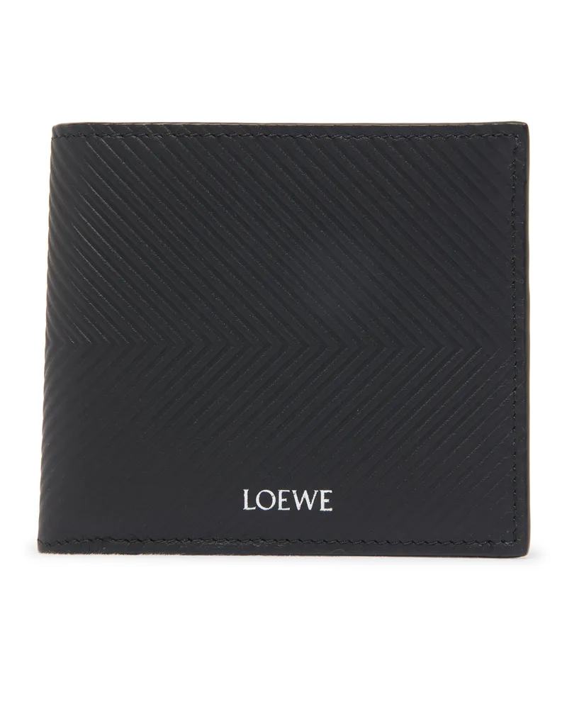 Loewe Brieftasche mit zwei Klappfächern aus weichem, genarbtem Kalbsleder Black
