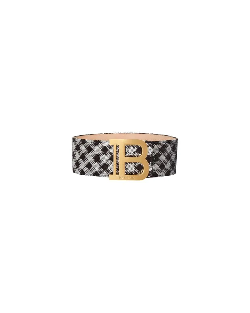 Balmain Bestickter Gürtel Vichy B-Belt Black