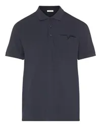 Valentino Garavani Polo-Shirt mit V-Detail Navy