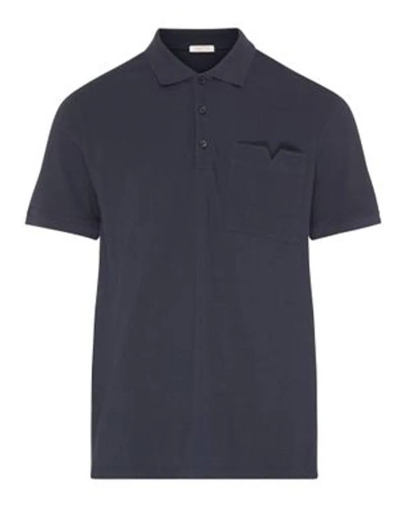 Valentino Garavani Polo-Shirt mit V-Detail Navy
