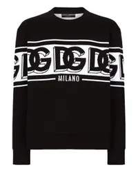 Dolce & Gabbana Jacquard-Pullover mit Rundhalsausschnitt Black