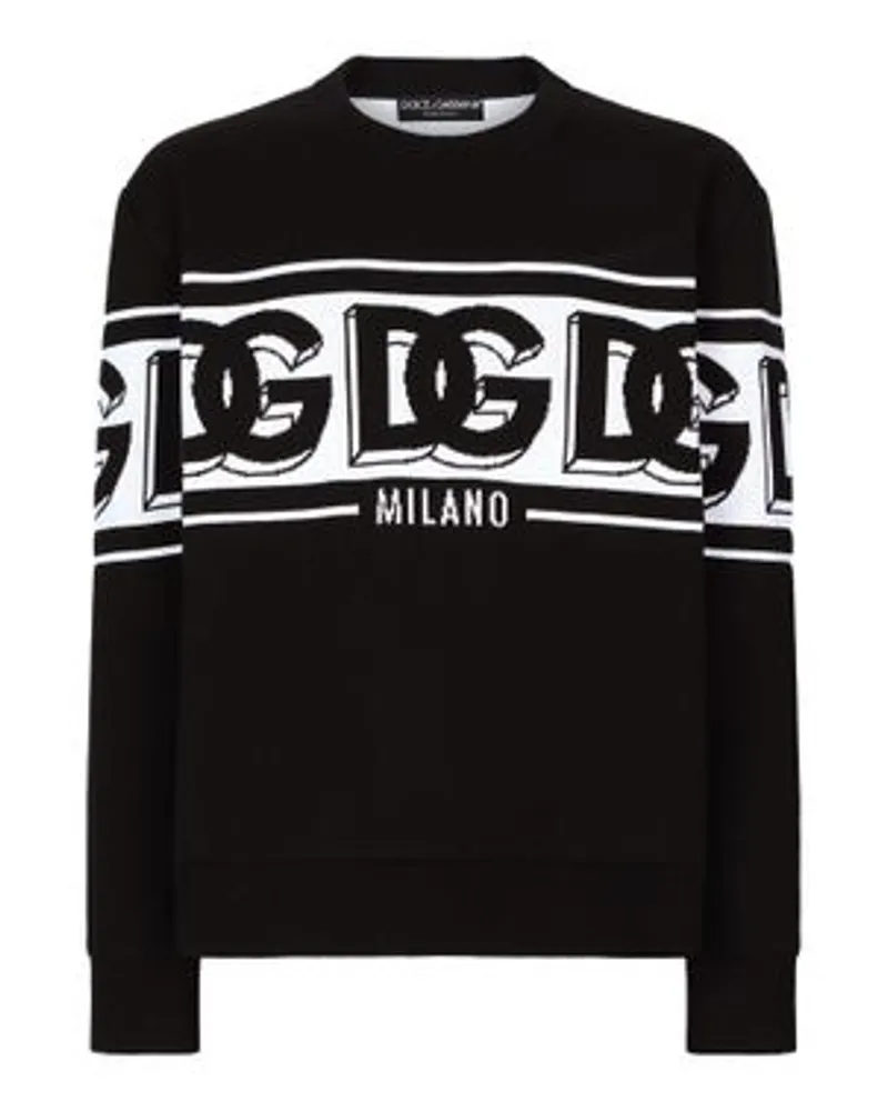 Dolce & Gabbana Jacquard-Pullover mit Rundhalsausschnitt Black