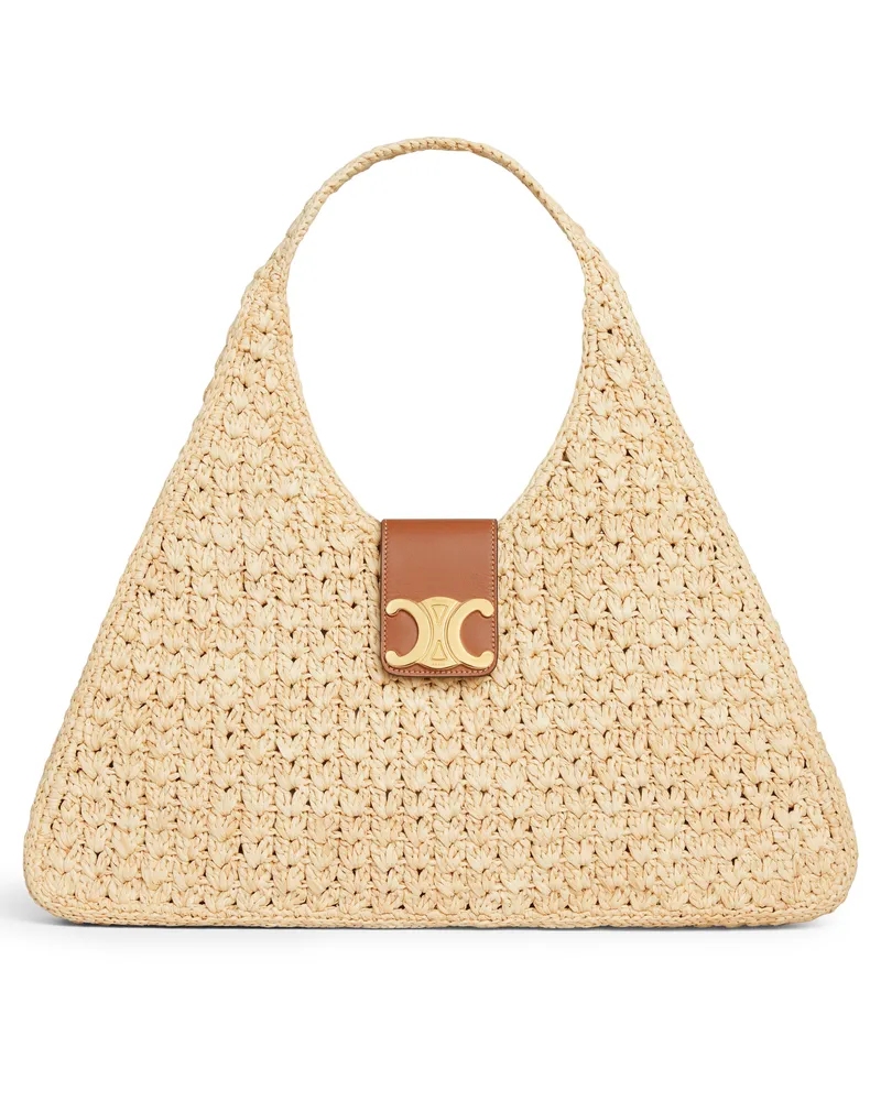 Celine Dreieckiger shopper aus bast und kalbsleder 