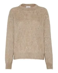 Brunello Cucinelli Pullover mit Dazzling Argyle Embroidery Beige