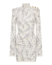 Balmain Kurzes Jacquard-Kleid mit Motiv Brombeere White