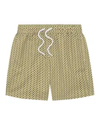 Frescobol Carioca Badeshorts im Surferstil Copacabana Herringbone Green