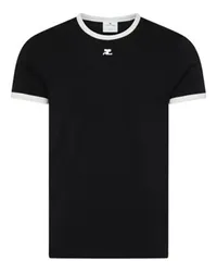 Courrèges Kontrast-T-Shirt Signature Black